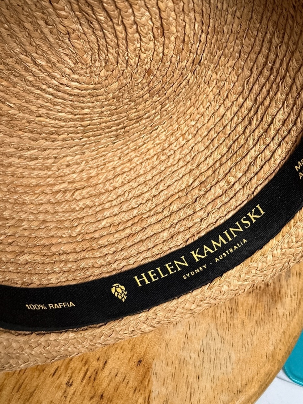 Helen Kaminski Australia Newport II Natural Raffia Black Ribbon Straw Hat 53cm - Picture 8 of 8